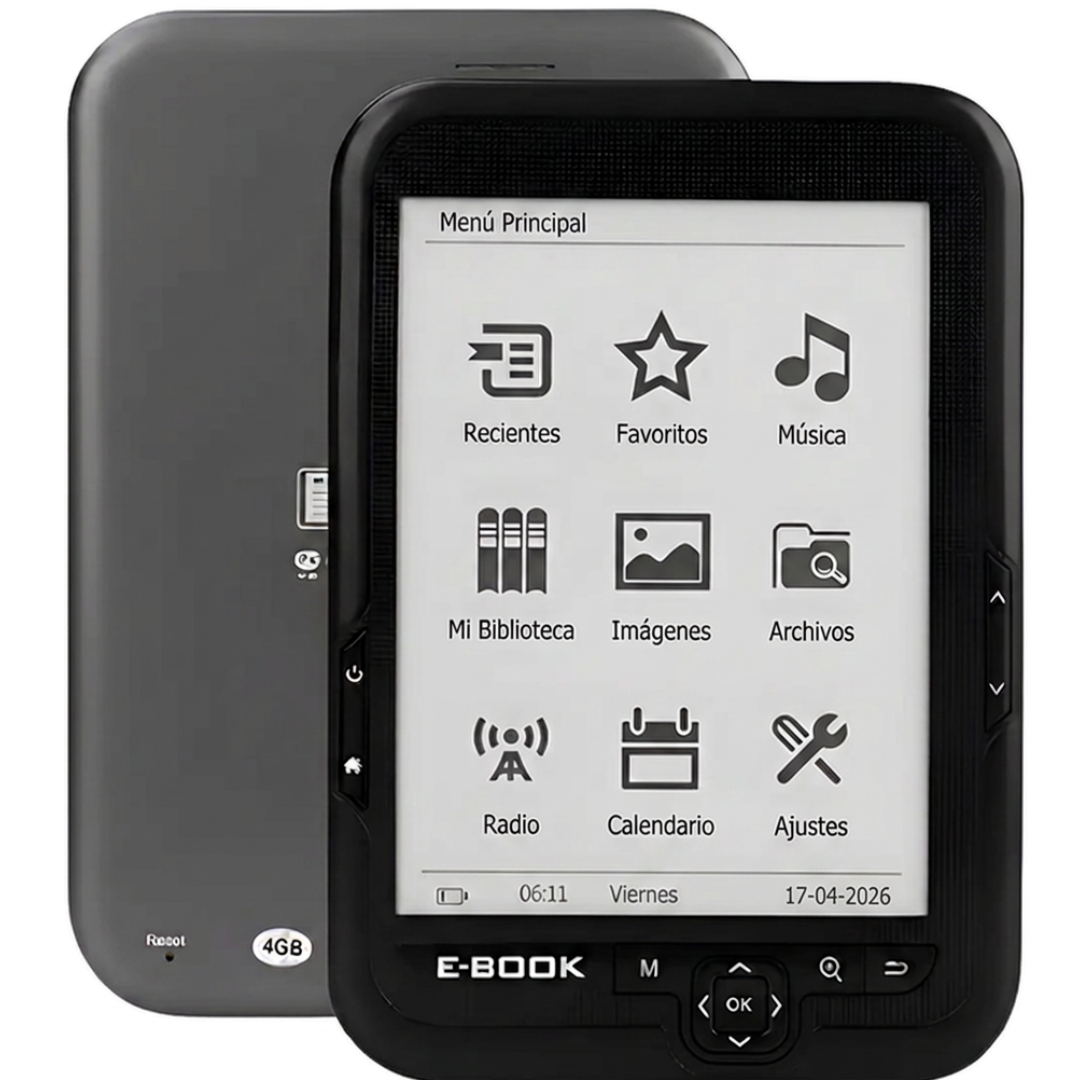 Lector de Libros Electrónicos 6" E-Book 16GB – Pantalla Táctil