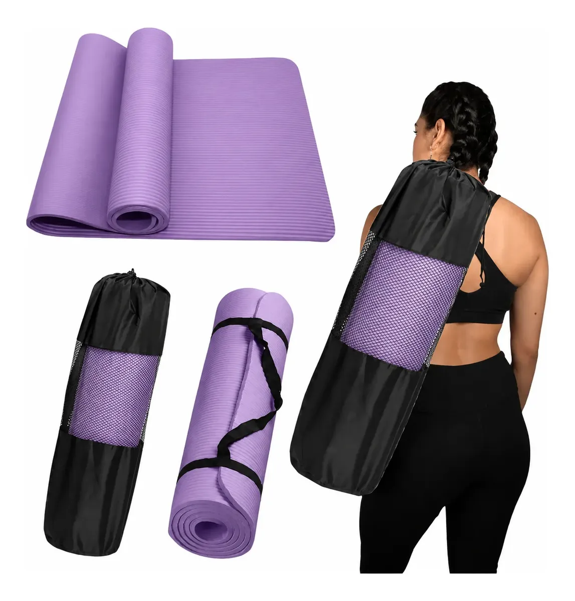 Mat de Yoga EVA 10 mm Antideslizante con Funda y Correa - Imagen 6