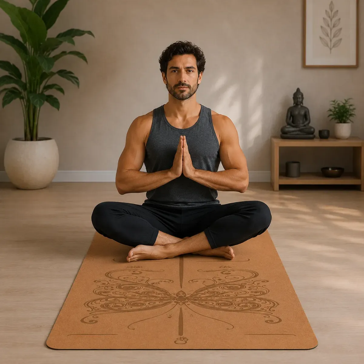 Mat Yoga Eco Corcho Antideslizante 6 mm con Funda y Correa - Imagen 3