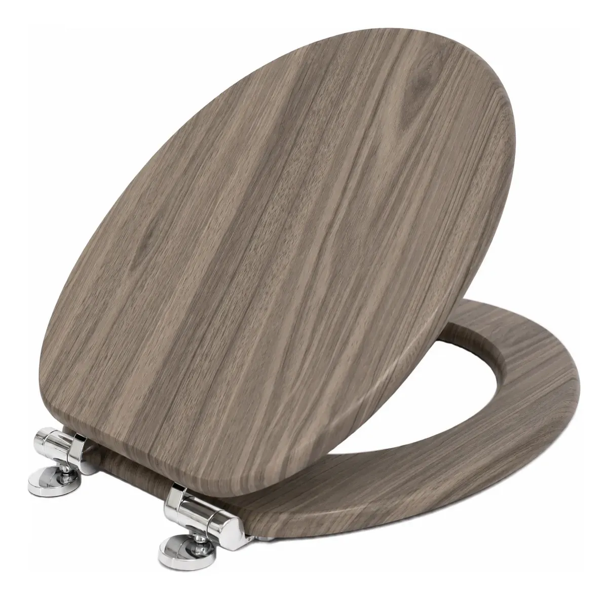 Asiento Tapa de Inodoro de Madera con Cierre Lento y Herrajes Metálicos - Imagen 2