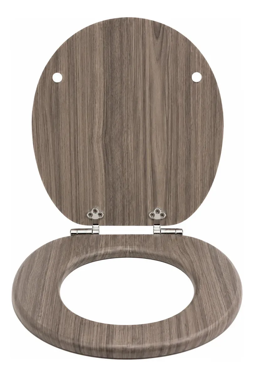 Asiento Tapa de Inodoro de Madera con Cierre Lento y Herrajes Metálicos - Imagen 3