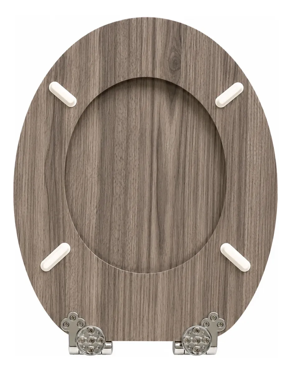 Asiento Tapa de Inodoro de Madera con Cierre Lento y Herrajes Metálicos - Imagen 4