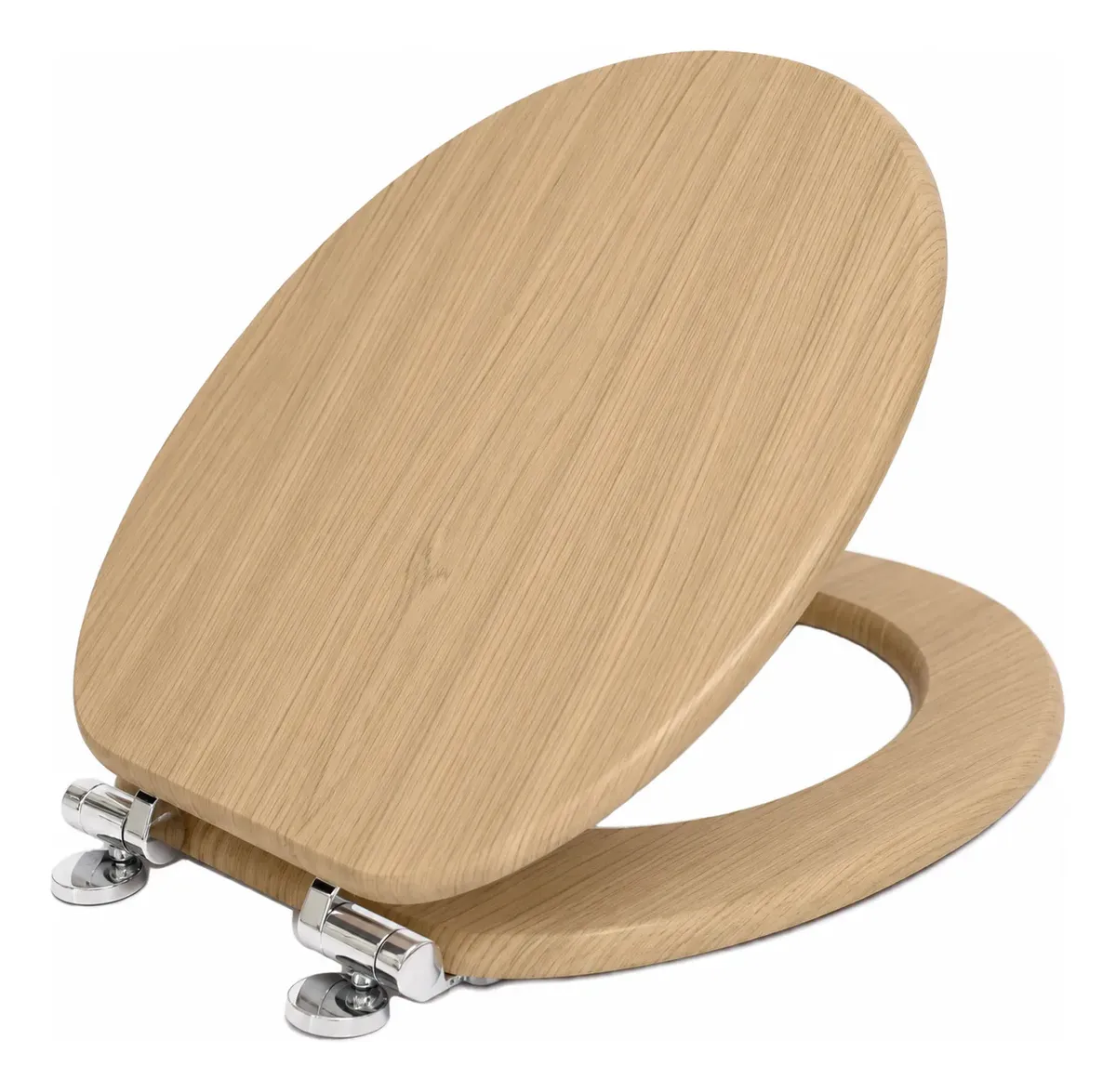 Asiento Tapa de Inodoro de Madera con Cierre Lento y Herrajes Metálicos - Imagen 5