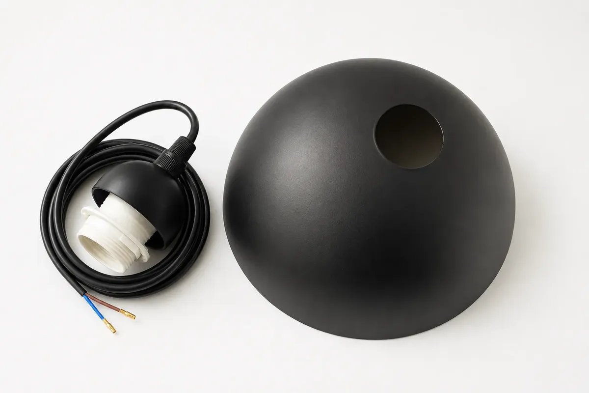 Lámpara Colgante Media Esfera Negra Interior Dorado 25cm - Imagen 6