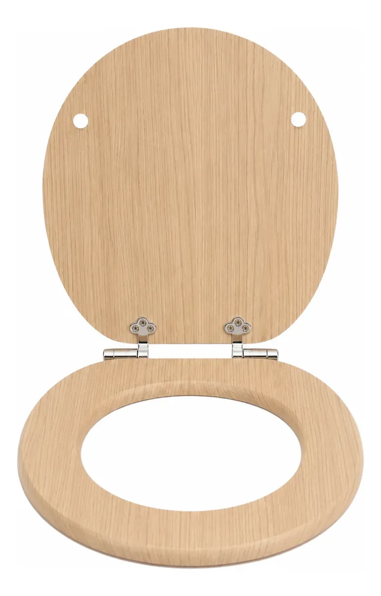 Asiento Tapa de Inodoro de Madera con Cierre Lento y Herrajes Metálicos - Imagen 6