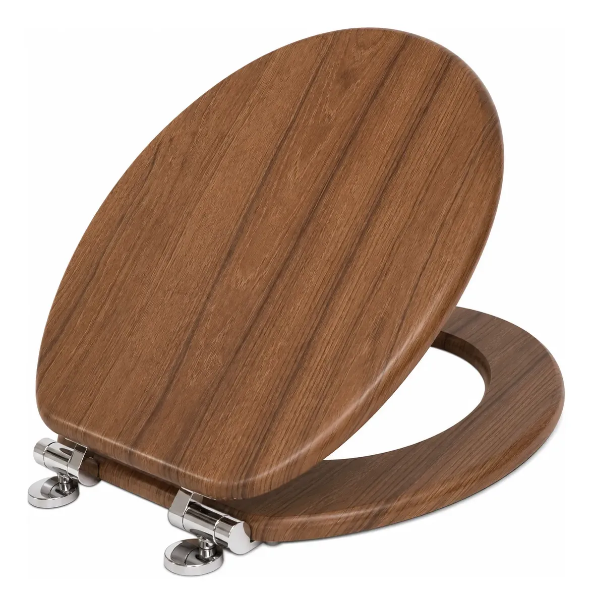 Asiento Tapa de Inodoro de Madera con Cierre Lento y Herrajes Metálicos - Imagen 7