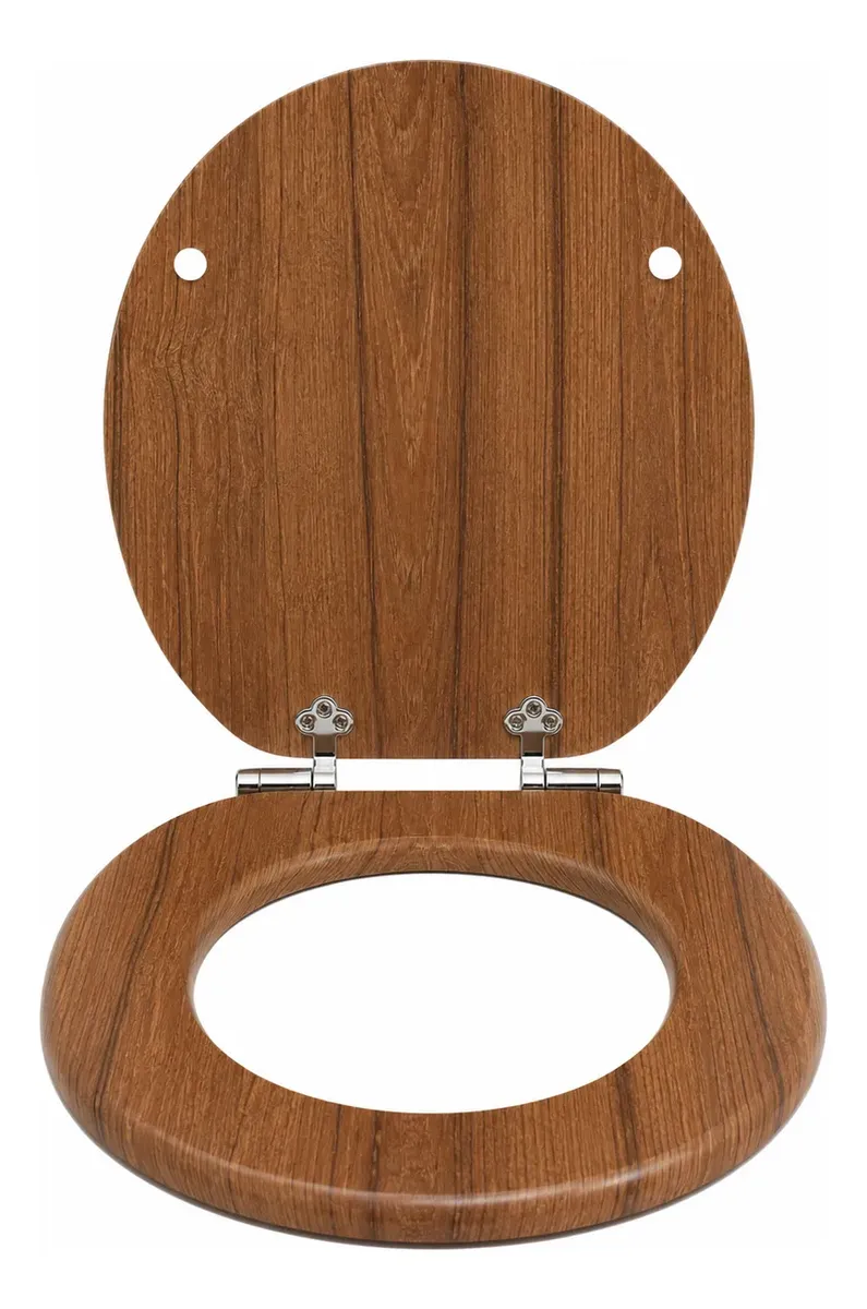 Asiento Tapa de Inodoro de Madera con Cierre Lento y Herrajes Metálicos - Imagen 8